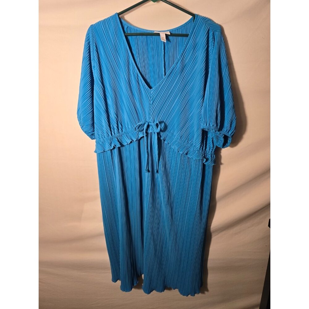 Isabel Women’s Aqua Blue Dress Womens Plus coastal capsule boho XXL 2X Vneck